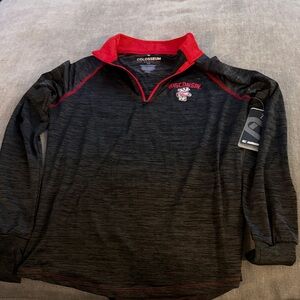Wisconsin Badger Colosseum Black and Red Pullover with Logo